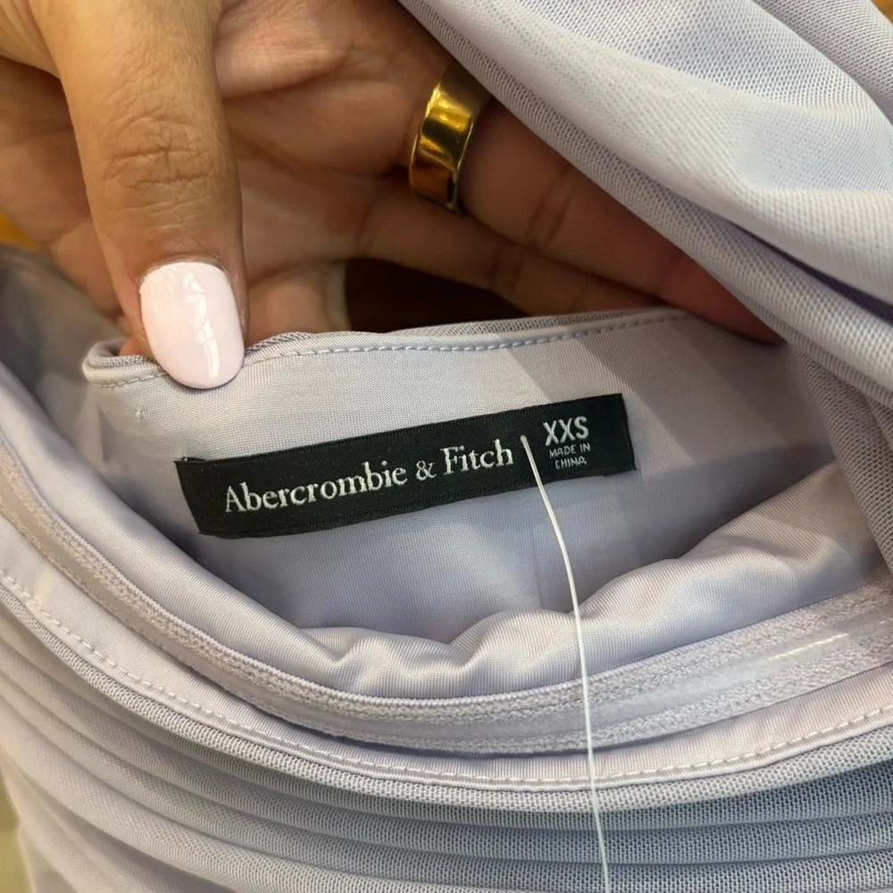 NWT Abercrombie‎ & Fitch Mesh Asymmetrical Off The Shoulder Maxi Dress, Size XXS